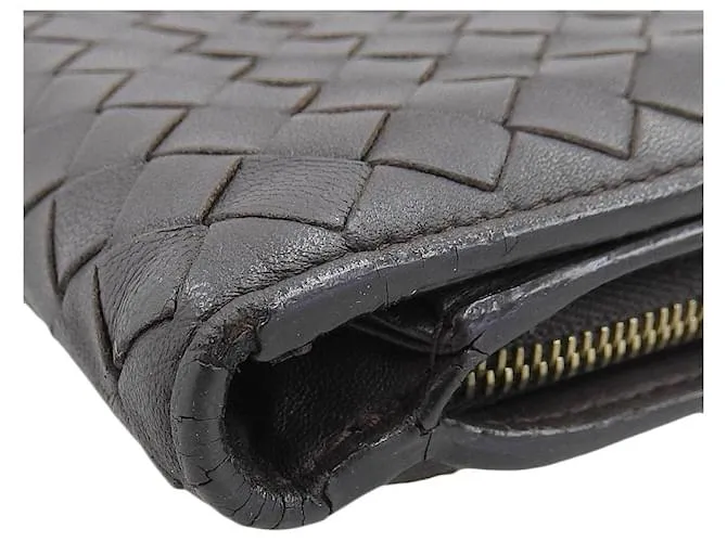 Cartera de cuero Intrecciato de Bottega Veneta Castaño 