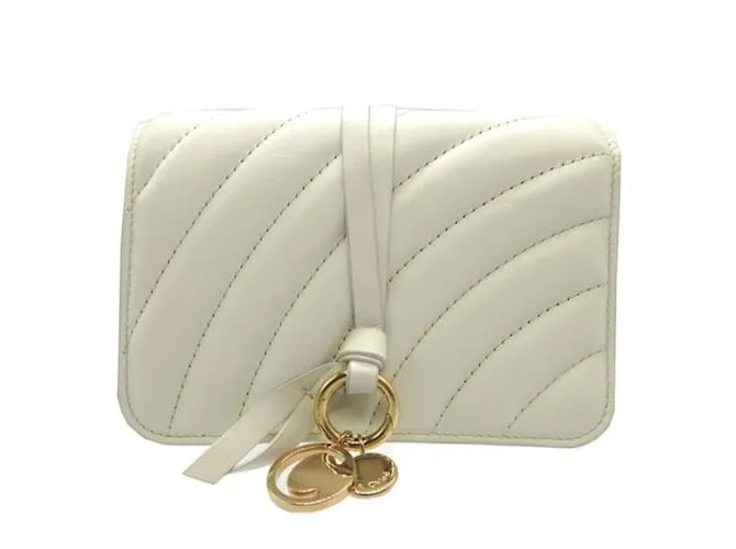 Cartera de cuero marfil Chloé con tres pliegues Crudo 
