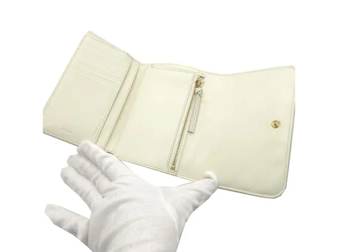 Cartera de cuero marfil Chloé con tres pliegues Crudo 