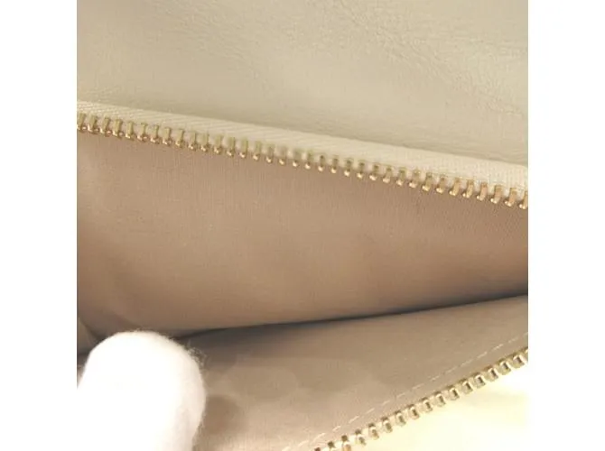Cartera de cuero marfil Chloé con tres pliegues Crudo 