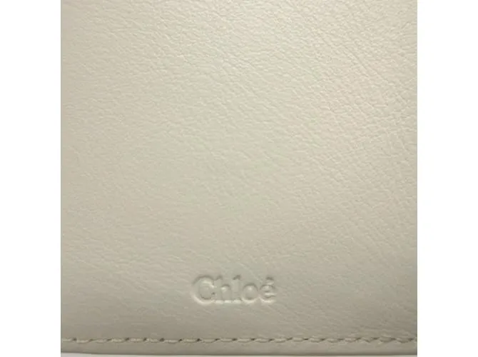 Cartera de cuero marfil Chloé con tres pliegues Crudo 