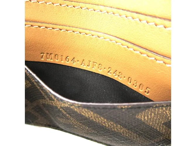 Cartera de cuero marrón Fendi Castaño 