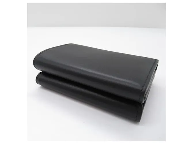 Cartera de cuero negro de tres pliegues Balenciaga 