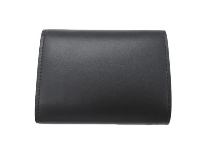 Cartera de cuero negro de tres pliegues Christian Louboutin 