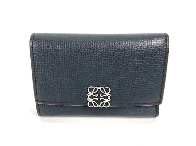 Cartera de cuero negro plegable Loewe 