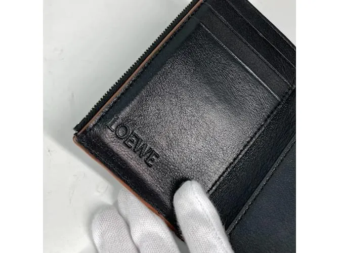Cartera de cuero negro plegable Loewe 