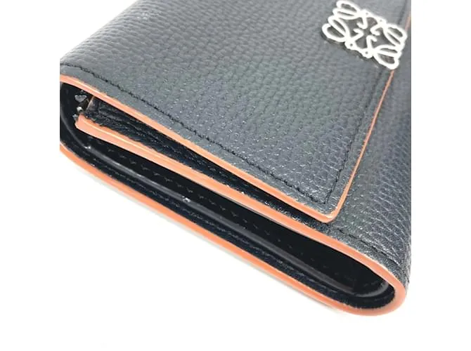 Cartera de cuero negro plegable Loewe 