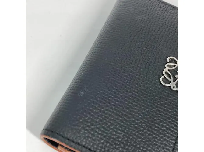 Cartera de cuero negro plegable Loewe 