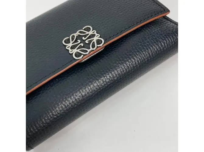 Cartera de cuero negro plegable Loewe 