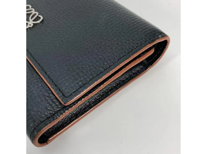Cartera de cuero negro plegable Loewe 