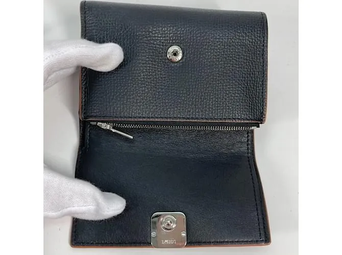 Cartera de cuero negro plegable Loewe 