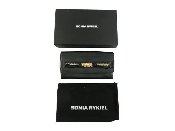 Cartera de cuero negro Sonia Rykiel 