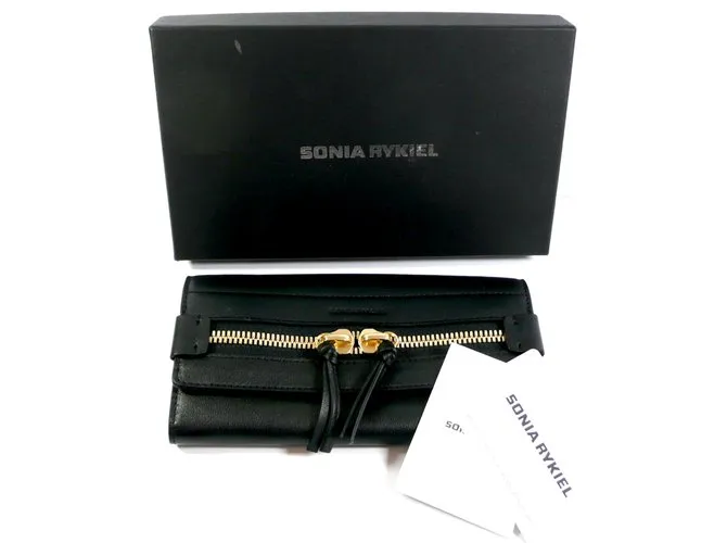 Cartera de cuero negro Sonia Rykiel 