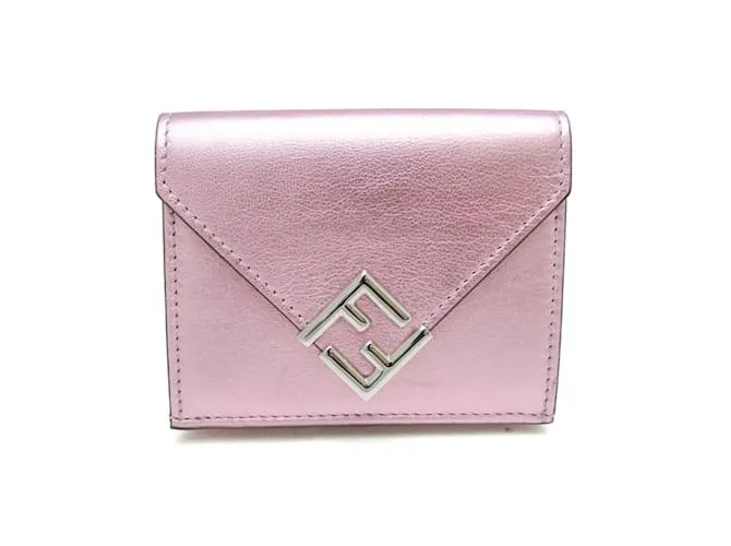 Cartera de cuero para mujer Fendi FF Diamond 8M0480 Plata 