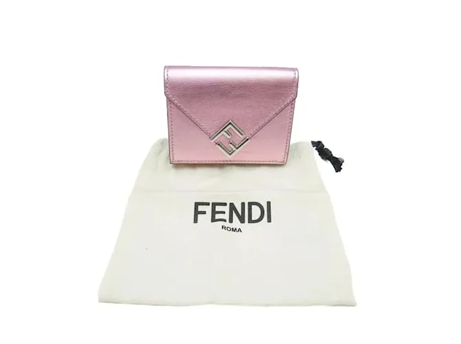 Cartera de cuero para mujer Fendi FF Diamond 8M0480 Plata 