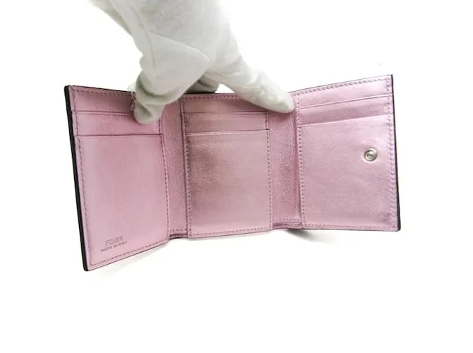 Cartera de cuero para mujer Fendi FF Diamond 8M0480 Plata 