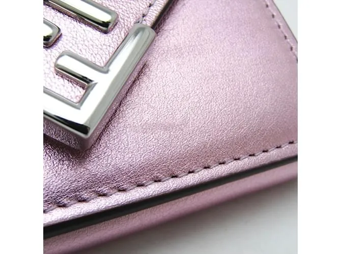 Cartera de cuero para mujer Fendi FF Diamond 8M0480 Plata 