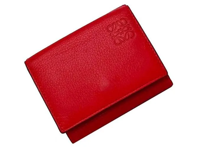 Cartera de cuero rojo Loewe con tres pliegues Roja 