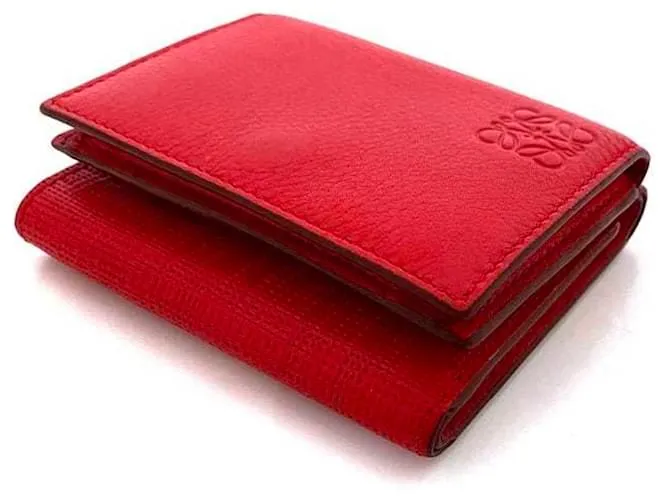 Cartera de cuero rojo Loewe con tres pliegues Roja 