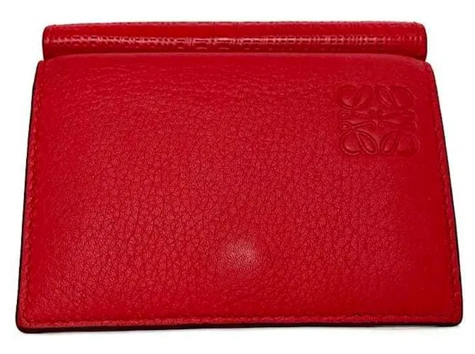 Cartera de cuero rojo Loewe con tres pliegues Roja 