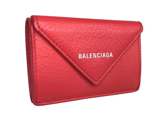 Cartera de cuero rojo plegable Balenciaga Roja 