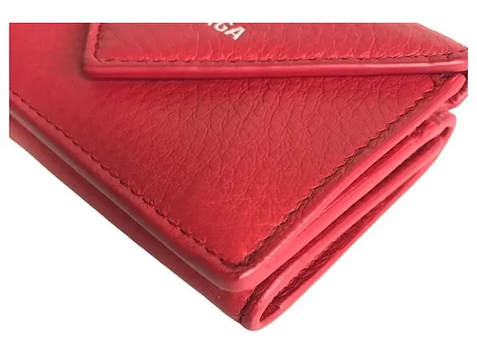 Cartera de cuero rojo plegable Balenciaga Roja 