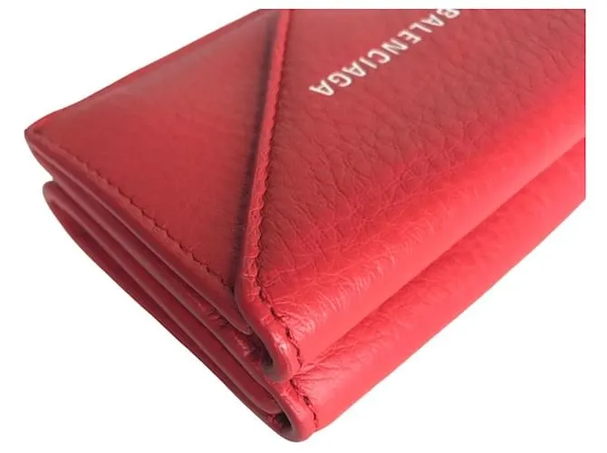 Cartera de cuero rojo plegable Balenciaga Roja 
