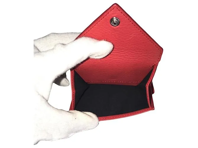 Cartera de cuero rojo plegable Balenciaga Roja 