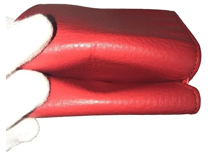 Cartera de cuero rojo plegable Balenciaga Roja 
