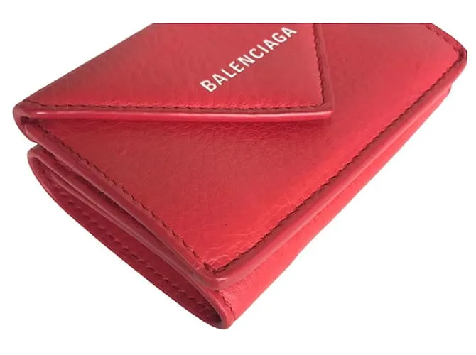 Cartera de cuero rojo plegable Balenciaga Roja 