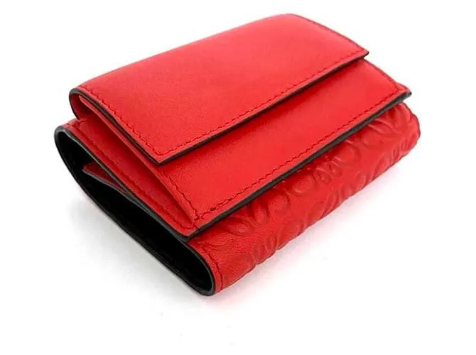 Cartera de cuero rojo plegable Loewe Roja 