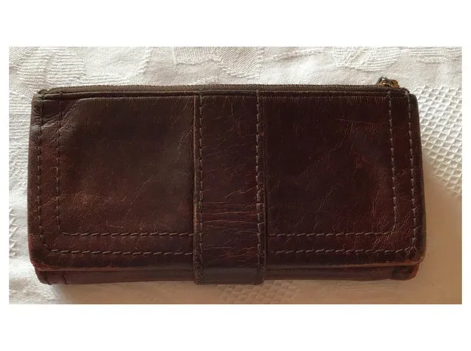 Cartera de cuero Tsumori Chisato Castaño 