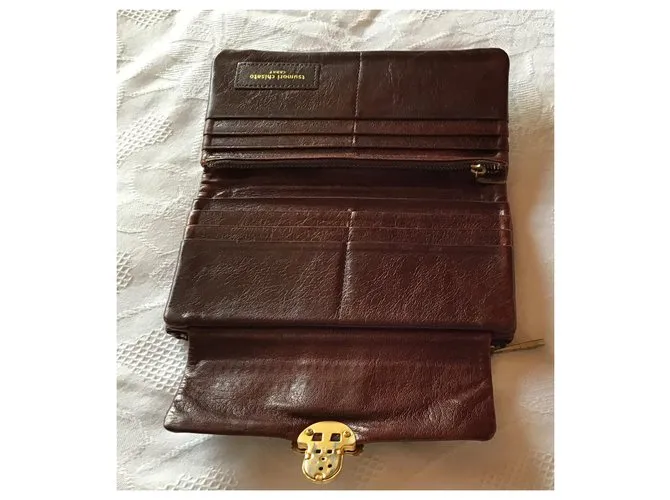 Cartera de cuero Tsumori Chisato Castaño 