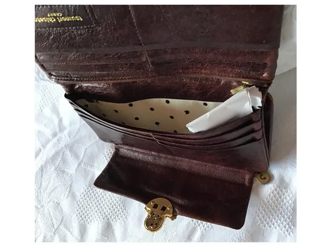 Cartera de cuero Tsumori Chisato Castaño 