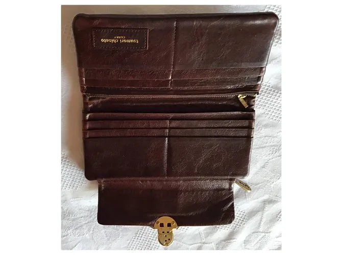 Cartera de cuero Tsumori Chisato Castaño 