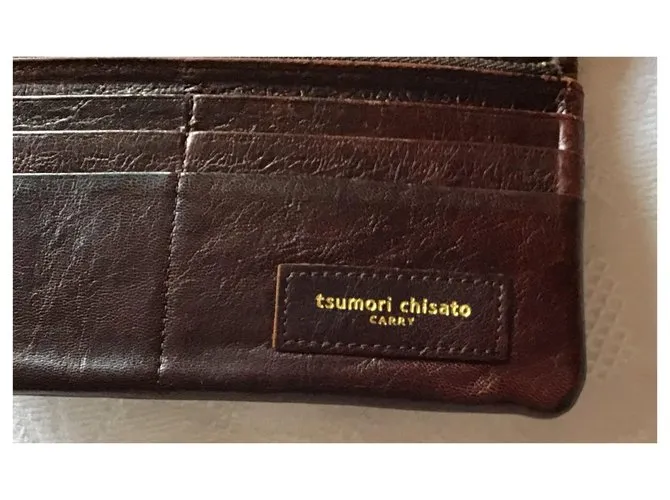 Cartera de cuero Tsumori Chisato Castaño 