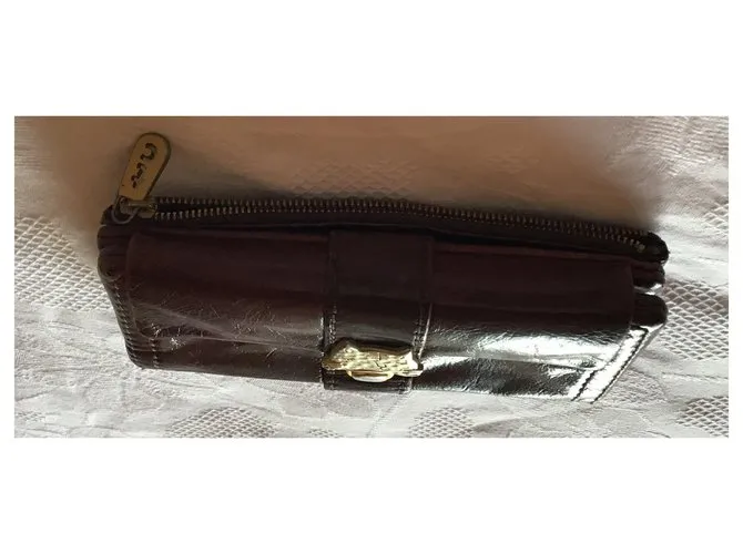 Cartera de cuero Tsumori Chisato Castaño 