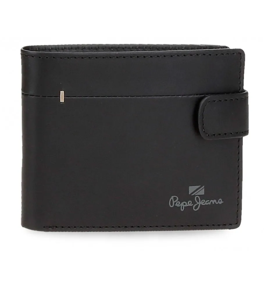 Cartera vertical de piel  Staple Negro con cierre de click