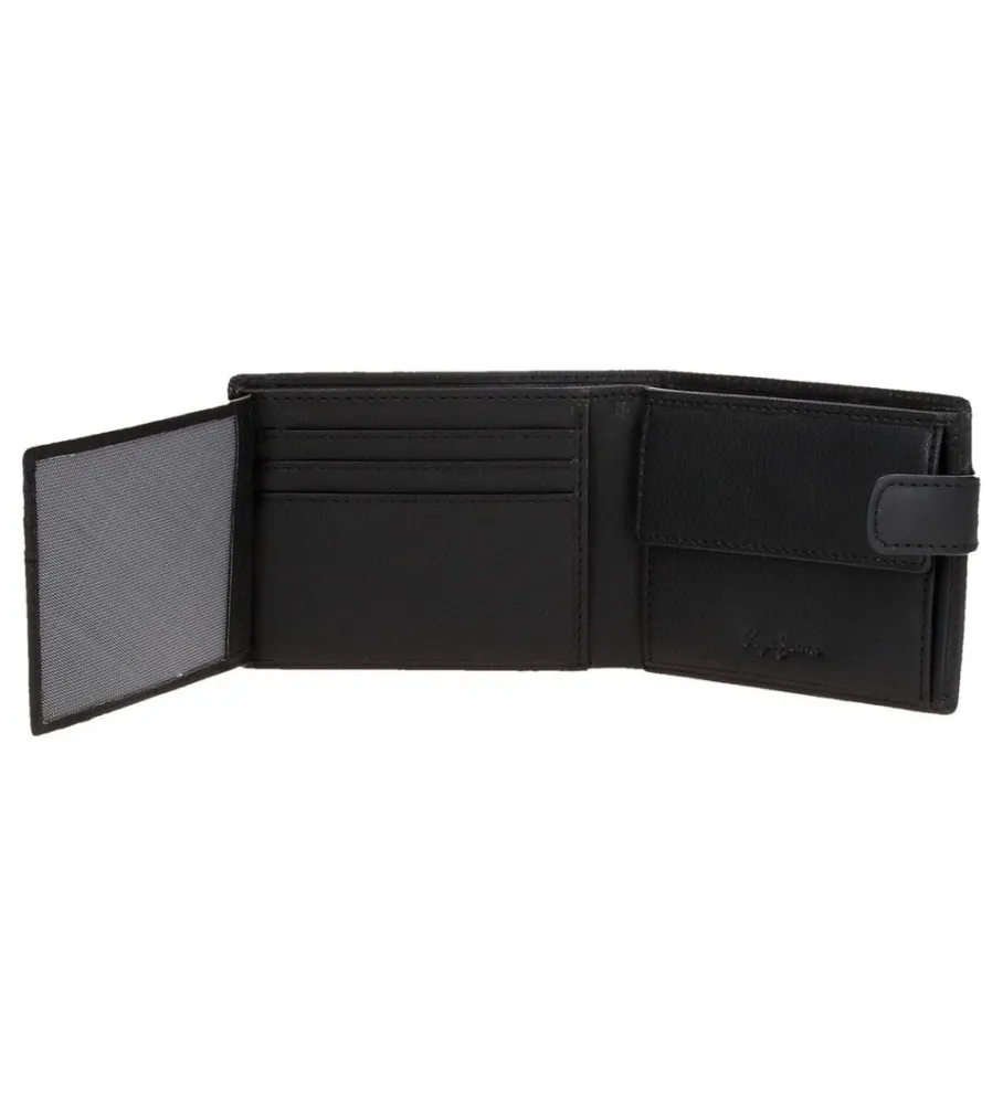 Cartera vertical de piel  Staple Negro con cierre de click