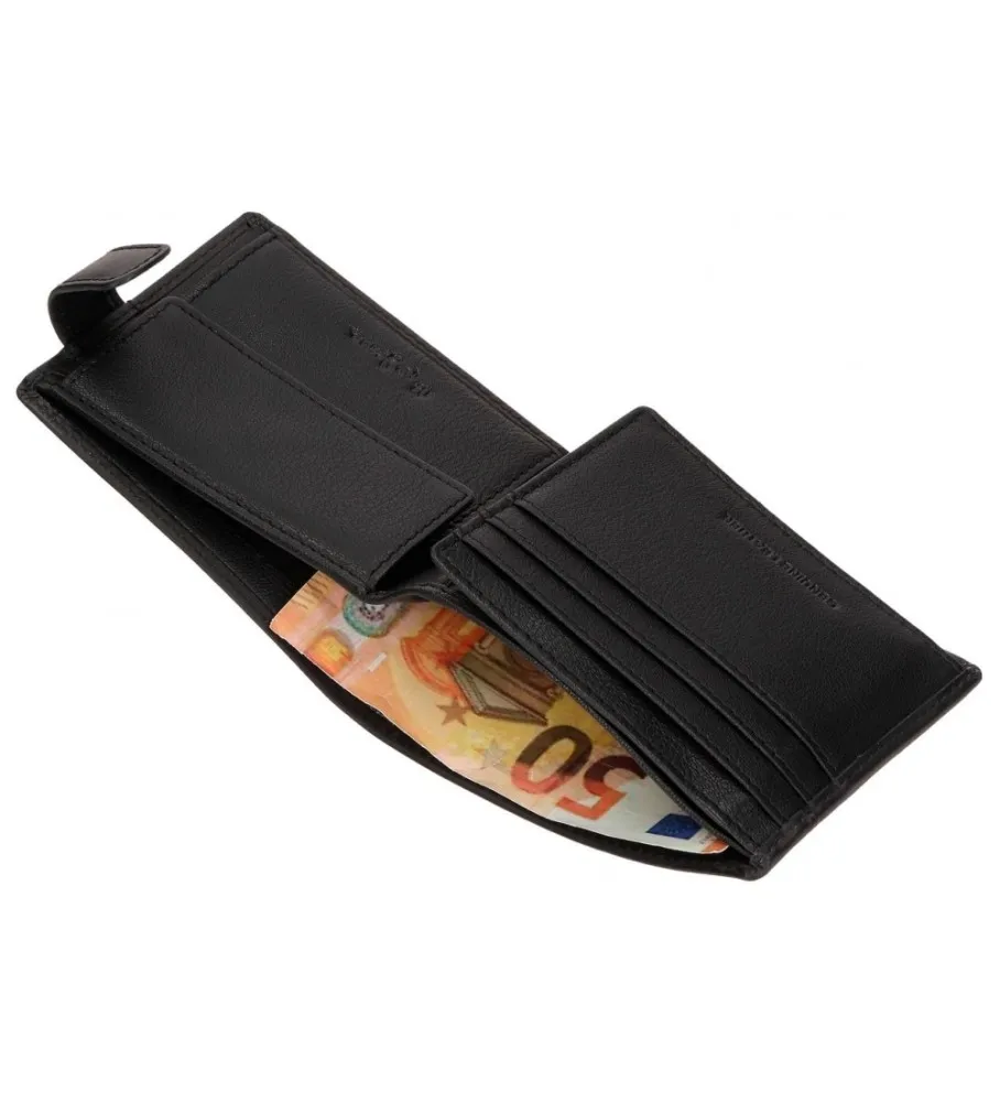 Cartera vertical de piel  Staple Negro con cierre de click