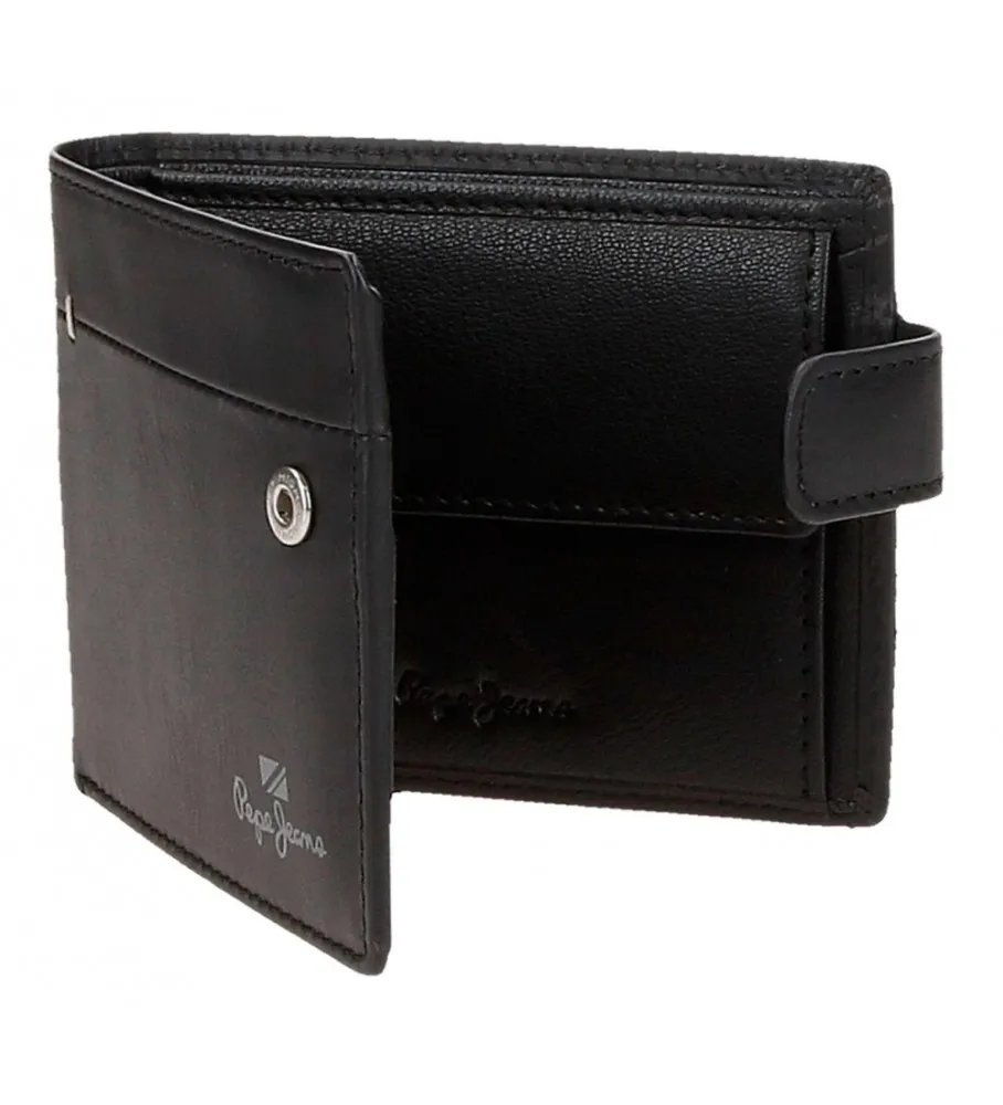 Cartera vertical de piel  Staple Negro con cierre de click