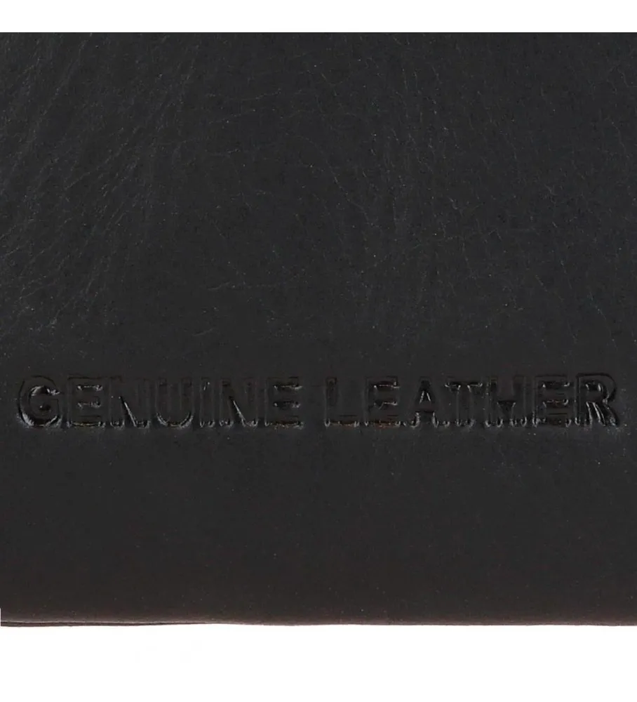Cartera vertical de piel  Staple Negro con cierre de click