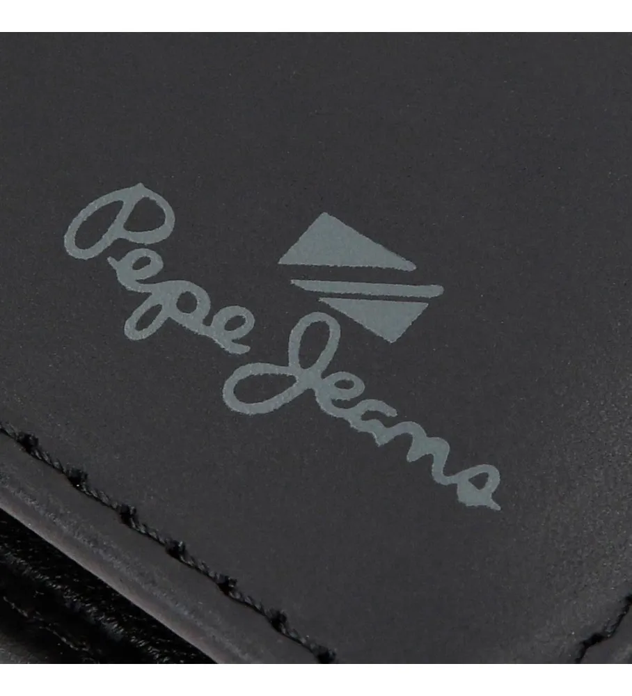 Cartera vertical de piel  Staple Negro con cierre de click