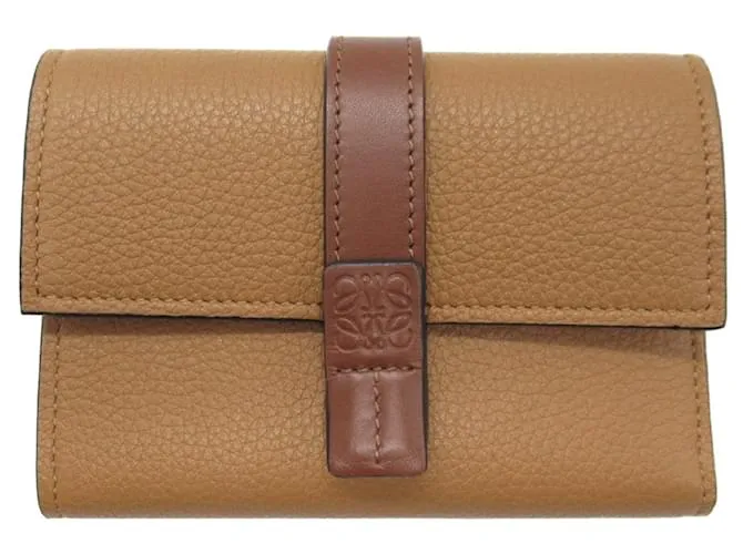Cartera vertical Loewe pequeña cartera de cuero C660S86X013639 en excelente estado Castaño 