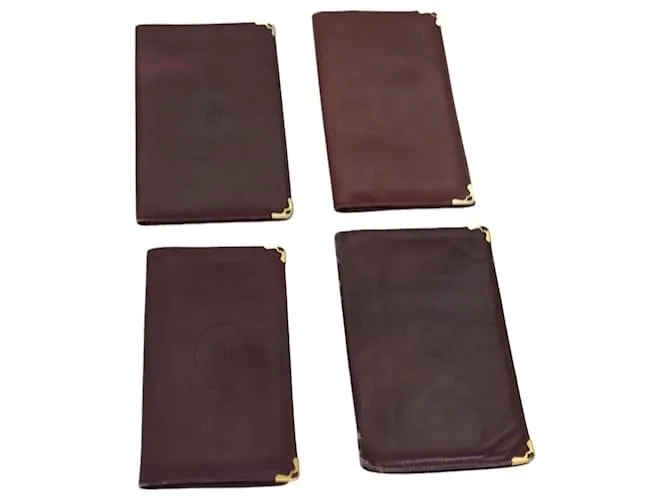 CARTIER Cartera de Cuero 4Set Roja Auth bs14582 