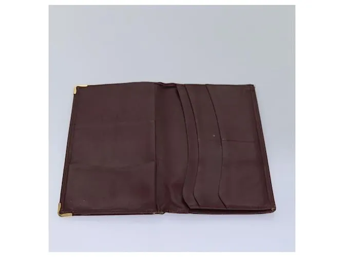 CARTIER Cartera de Cuero 4Set Roja Auth bs14582 