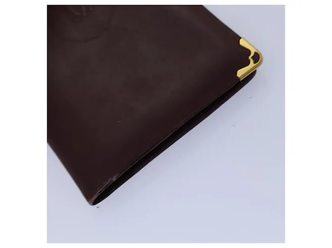 CARTIER Cartera de Cuero 4Set Roja Auth bs14582 