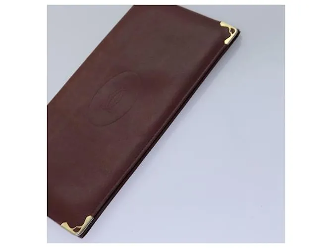 CARTIER Cartera de Cuero 4Set Roja Auth bs14582 