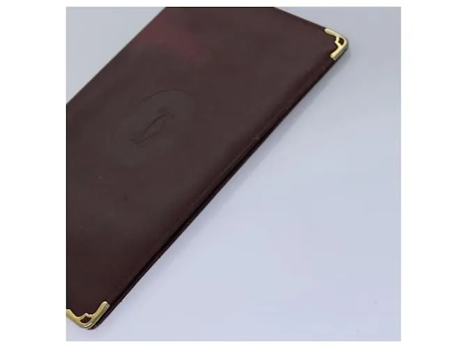 CARTIER Cartera de Cuero 4Set Roja Auth bs14582 
