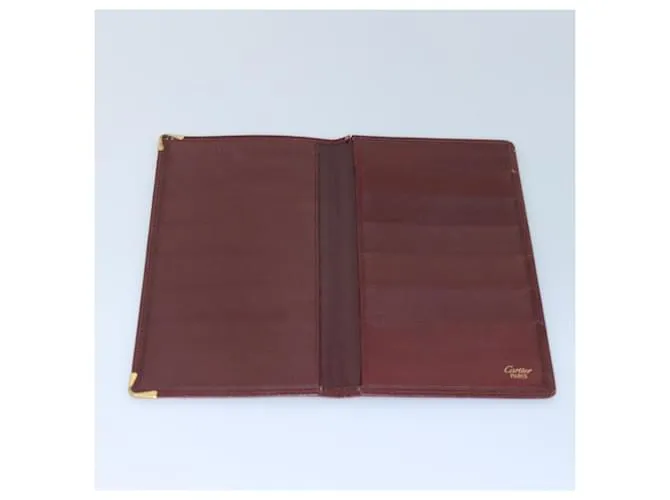CARTIER Cartera de Cuero 4Set Roja Auth bs14582 